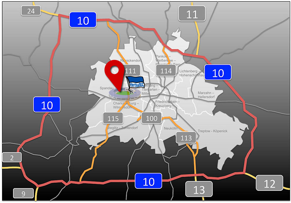 Karte Zufahrtstraßen nach Berlin