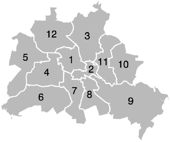 Berliner Karte mit Bezirke
