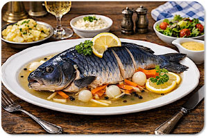 Berliner Karpfen Blau mit Rotkohl