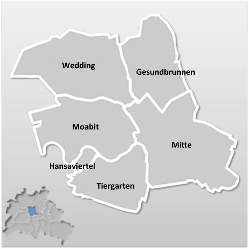 Karte Bezirk Mitte-Wedding-Tiergarten