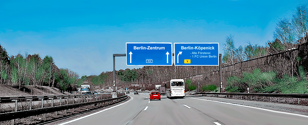 Anfahrt mit dem Auto nach Berlin zur Alten Försterei