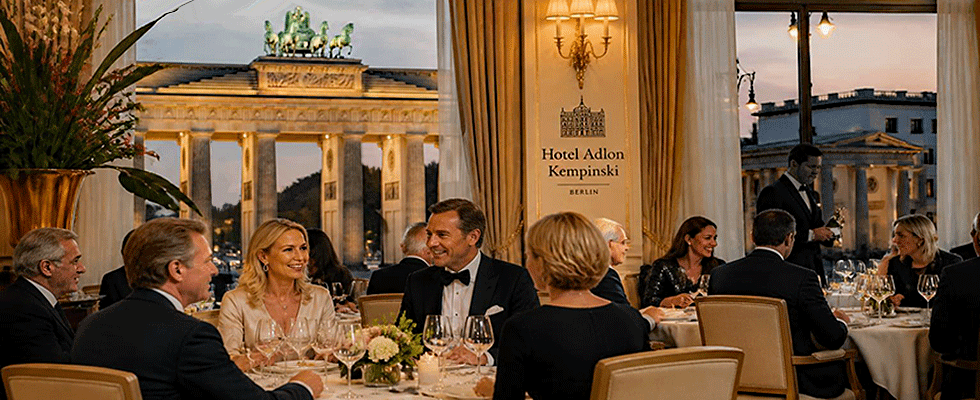 Hotel Adlon Kempinski Restaurant mit Blick aufs Brandenburger Tor Hotel Adlon Kempinski Restaurant